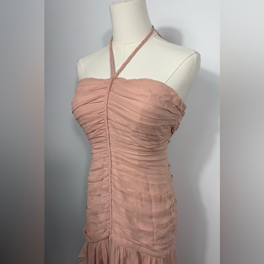 New! Veronica Beard Lucine ruched silk-crepon halterneck maxi dress Sz 6‎ $958 - Picture 8 of 10